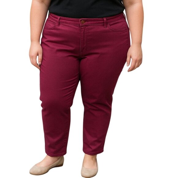 A New Day Stretch Womens Burgundy Pants Size 18 Casual Wear Comfortable Fit - Picture 1 of 9